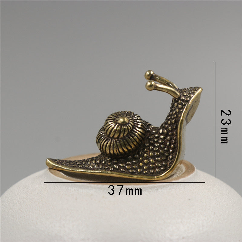 Brass Tea Pet Snail Decoration Pure Copper Paperweight Solid Core To Do Old Artifact