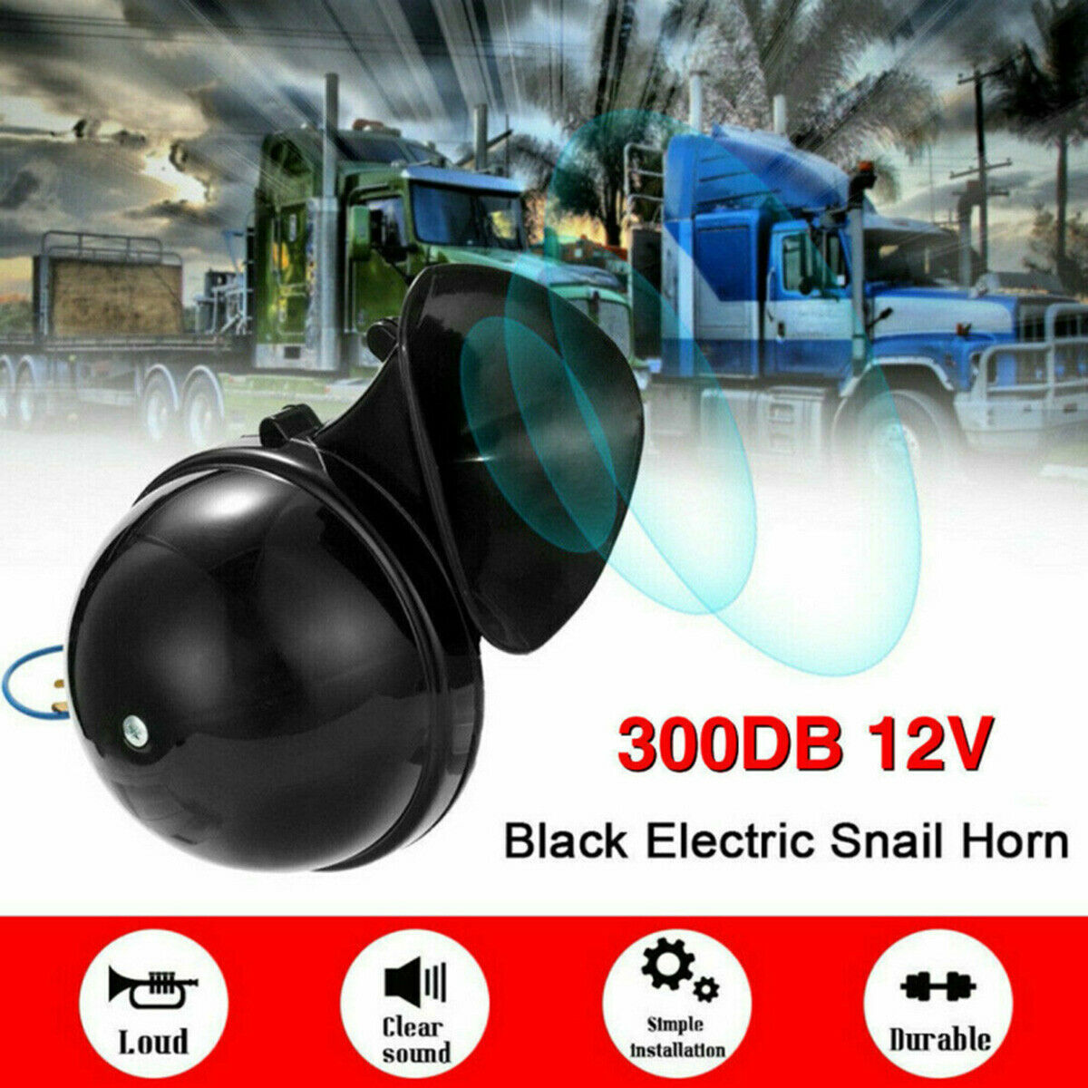 300DB Loud Electric Horn Trumpet For Car Motorcycle Truck Train Boat Universal